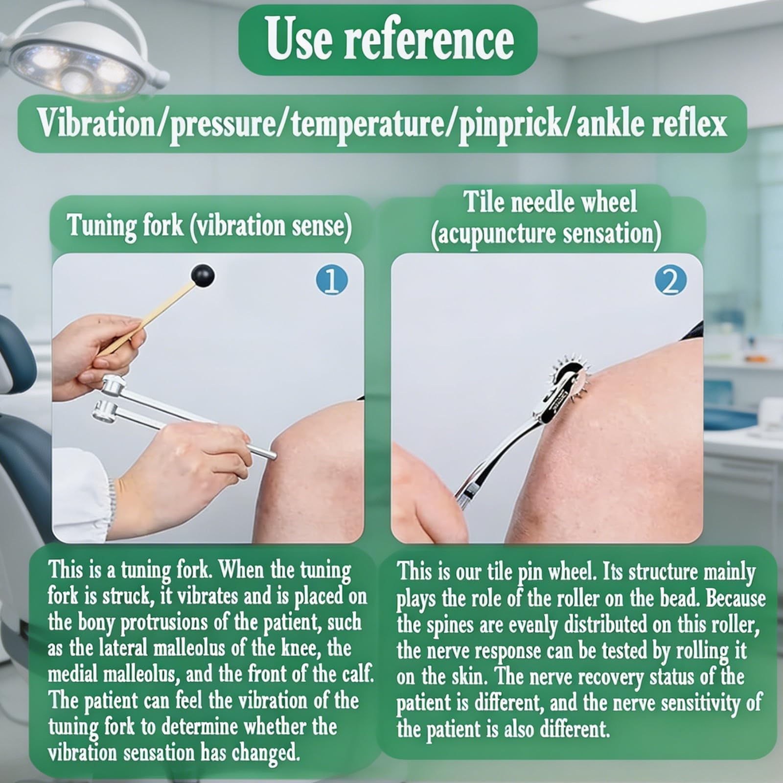 MObyat Neurologisches Hammerset, Multifunktionaler, Tragbarer Reflexhammer Aus Edelstahl, Stabil Und Ergonomisch, Zur Prüfung Von Schmerzempfindung, Berührungsdruck, Temperatur, Vibrationsempfindung