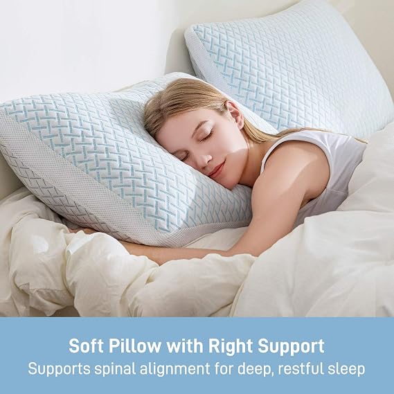 Ankwos Shredded Memory Foam Cooling Soft Pillow King Size, Adjustable Hypoallergenic Hotel Quality Pillow for Side, Stomach and Back Sleeper, Bamboo Viscose Cover, Oeko-TEX Certified