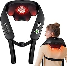 KNQZE® Back and Neck Massager, Shiatsu Massage 4D Deep Kneading, Improved Graphene Heating, Electric Cordless Massager, Neck Massager, Neck Massager, Back Massager, Gift for Women Men Mom