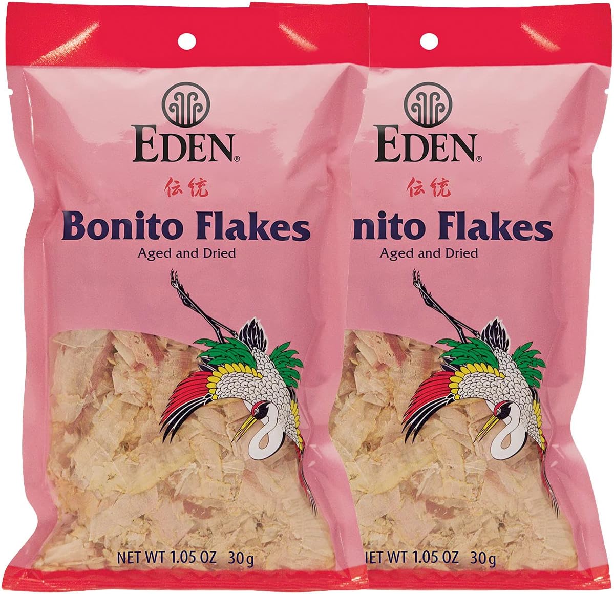 Eden Japanese Bonito Flakes, Shaved Skipjack Tuna, Katsuobushi 鰹節, Traditionally Aged and Dried, Hardwood Smoked, Make Dashi and Miso Soup, 1.05 oz (2-Pack)
