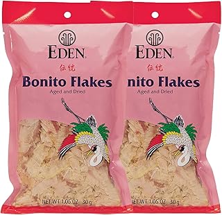 Eden Japanese Bonito Flakes, Shaved Skipjack Tuna, Katsuobushi 鰹節, Traditionally Aged and Dried, Hardwood Smoked, Make Dashi and Miso Soup, 1.05 oz (2-Pack)
