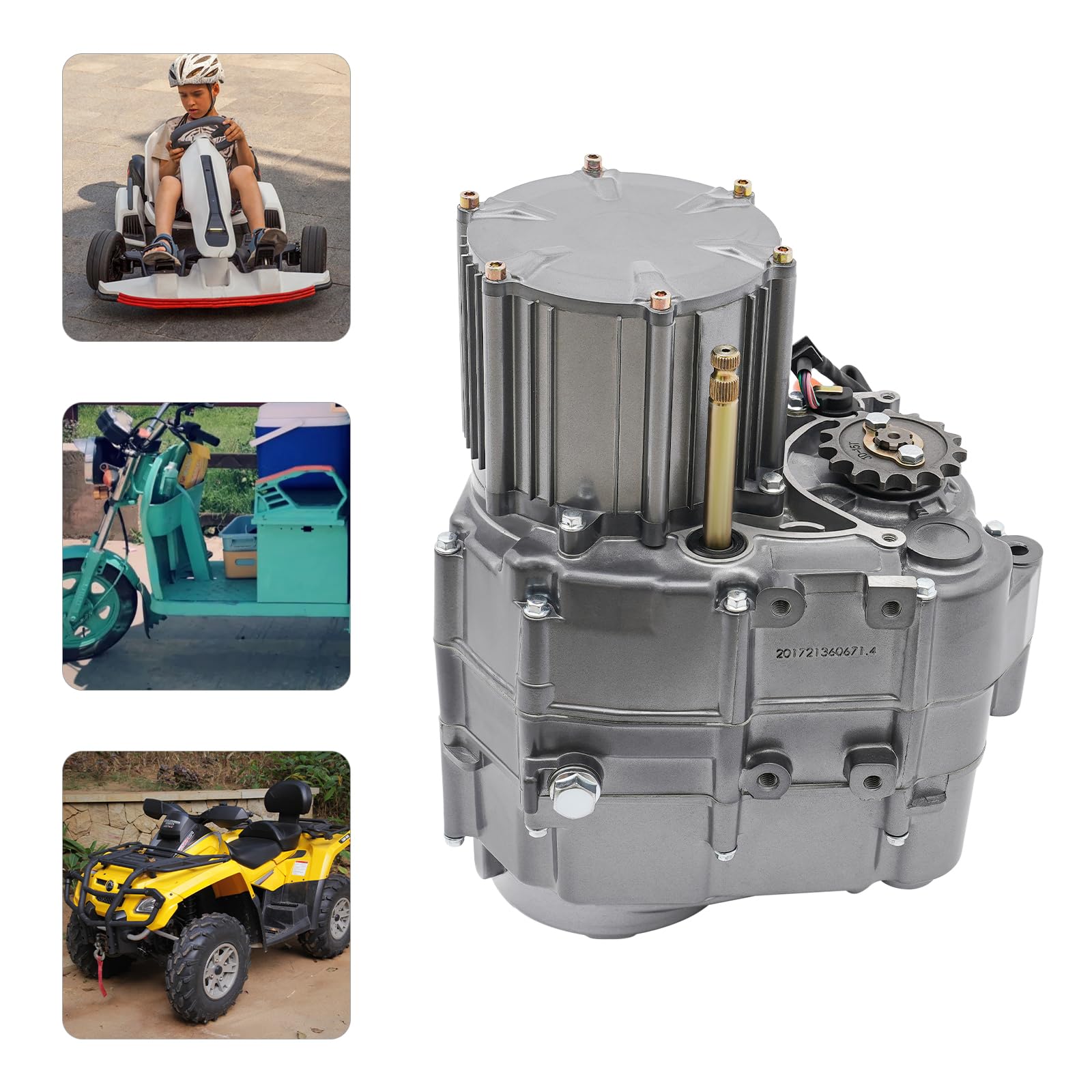 Kit de conversion moteur CC sans balais 48 V 1000 W en aluminium - Dissipation efficace de la chaleur - Embrayage automatique à 4 vitesses - Marche au ralenti - Marche arrière - Régulateur - Poignée
