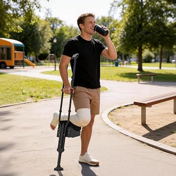 Knee Crutch with Adjustable Safety Kneepad | Non-Slip Mobility Aid for Left or Right Leg | Comfortable Peg Leg Alternative for Foot & Ankle Surgery Recovery, Leg Injury Support