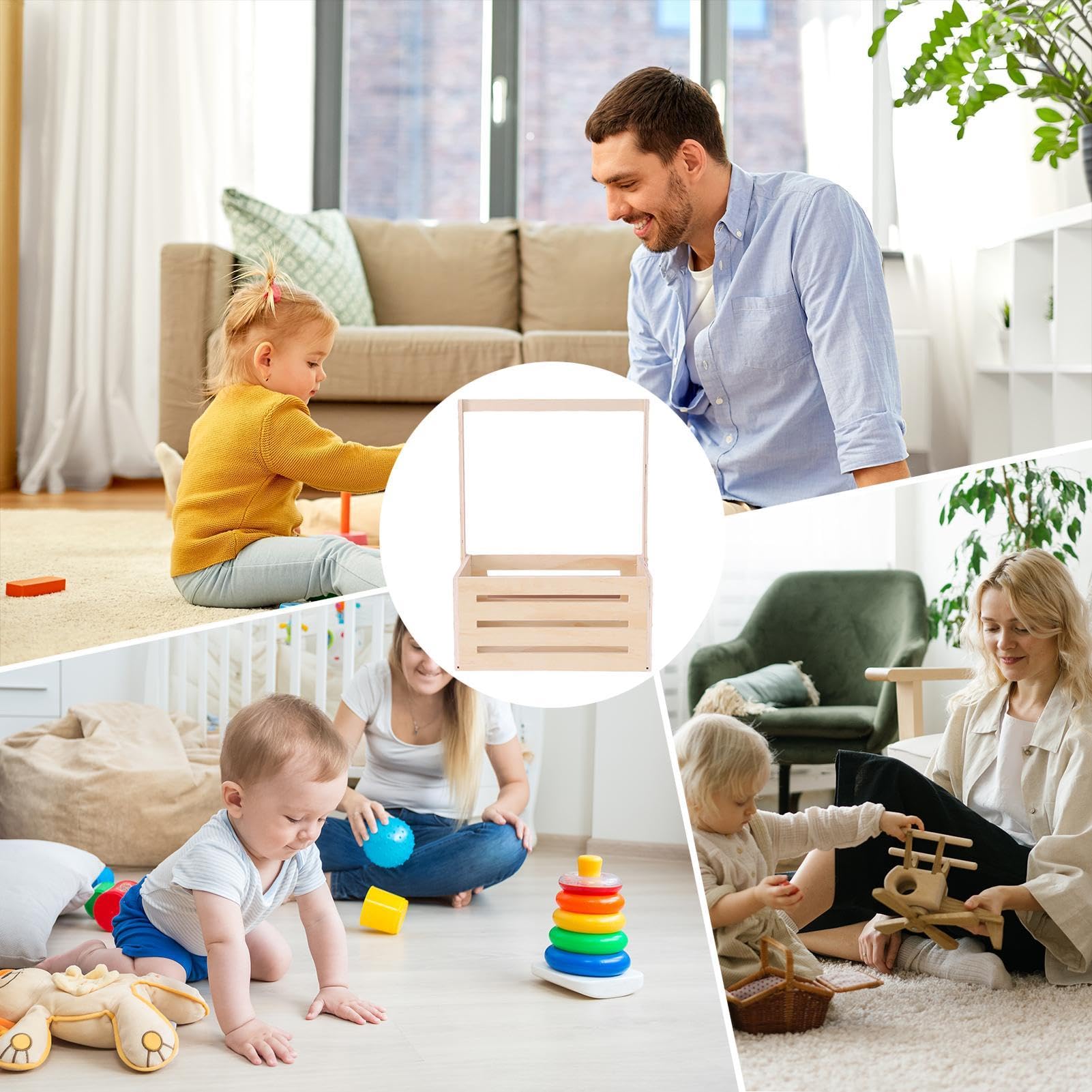 Armoire en bois pour baby shower – Élégante boîte pour baby shower, crochet en bois polyvalent pour bébé | Armoire avec poignée, panier à linge de grande capacité pour couches et serviettes de bain