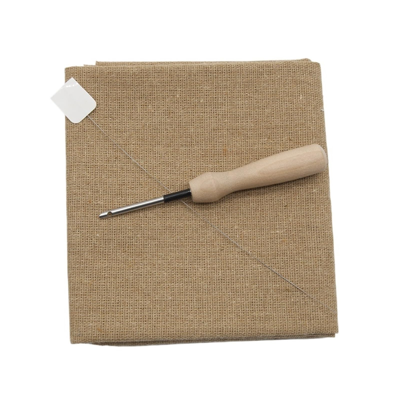 Punch Needle Craft Cloth 50 * 50cm Size Cotton Embroidery Needlework Fabric DIY Handmade Crafts(Khaki)