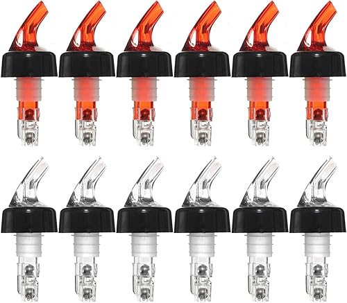 12 vertedores de botellas medidos automáticamente, vertedor de vino medido, vertedor de botellas con funda protectora de 1 oz (1.0 fl oz) (6