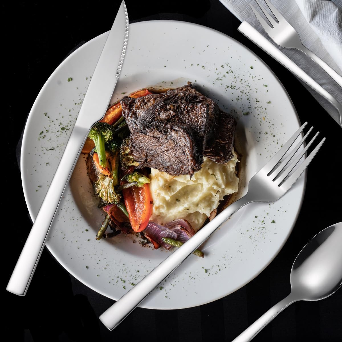 Silverware Flatware Set, 20 Piece Thickened Stainless Steel Tableware Set For Hotel And Home Use Steak Knife, Fork And Spoon(Rose Gold)