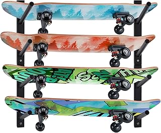 BiJun Skateboard Wall Mount, Snowboard Wall Mount Display, Horizontal Ski Wall Rack, Skateboard Rack
