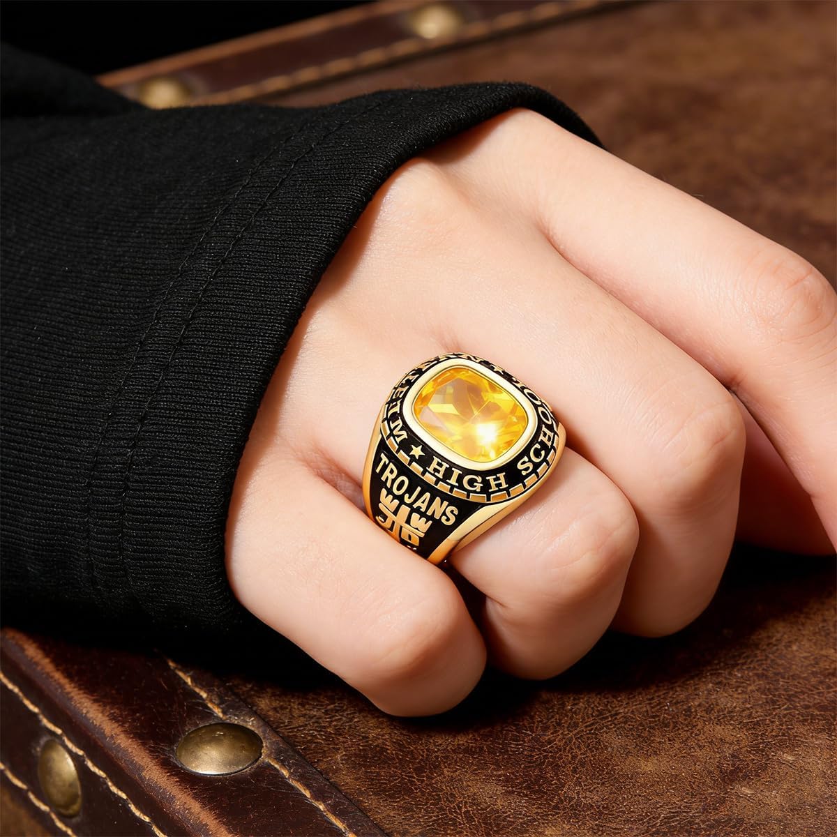 Sterling Silver Class Rings Personalized Custom Rings Class Rings for Women High School Birthstone Rings Graduation Rings Size 5-15 College Rings for Women