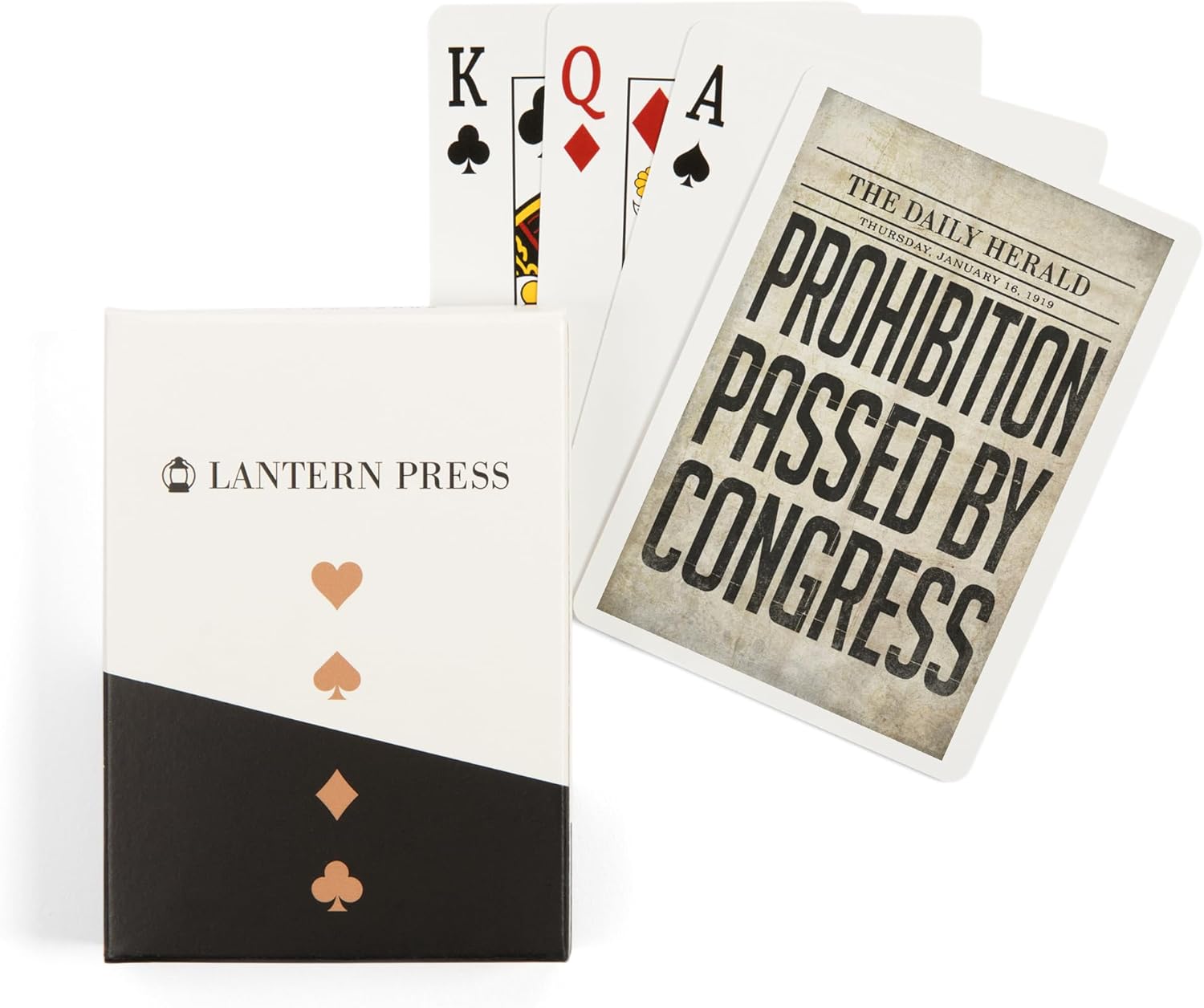 Lantern Press Prohibition Newspaper Cover, Passed by Congress, 52 Playing Cards for Adults, Poker Size Card Deck