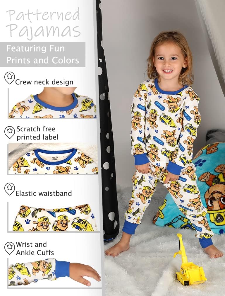 Tstars Paw Patrol Toddler Kids 100% Cotton Snug Fit Pajama Set Girls Boys Sleepwear Childrens Pjs - Image 5