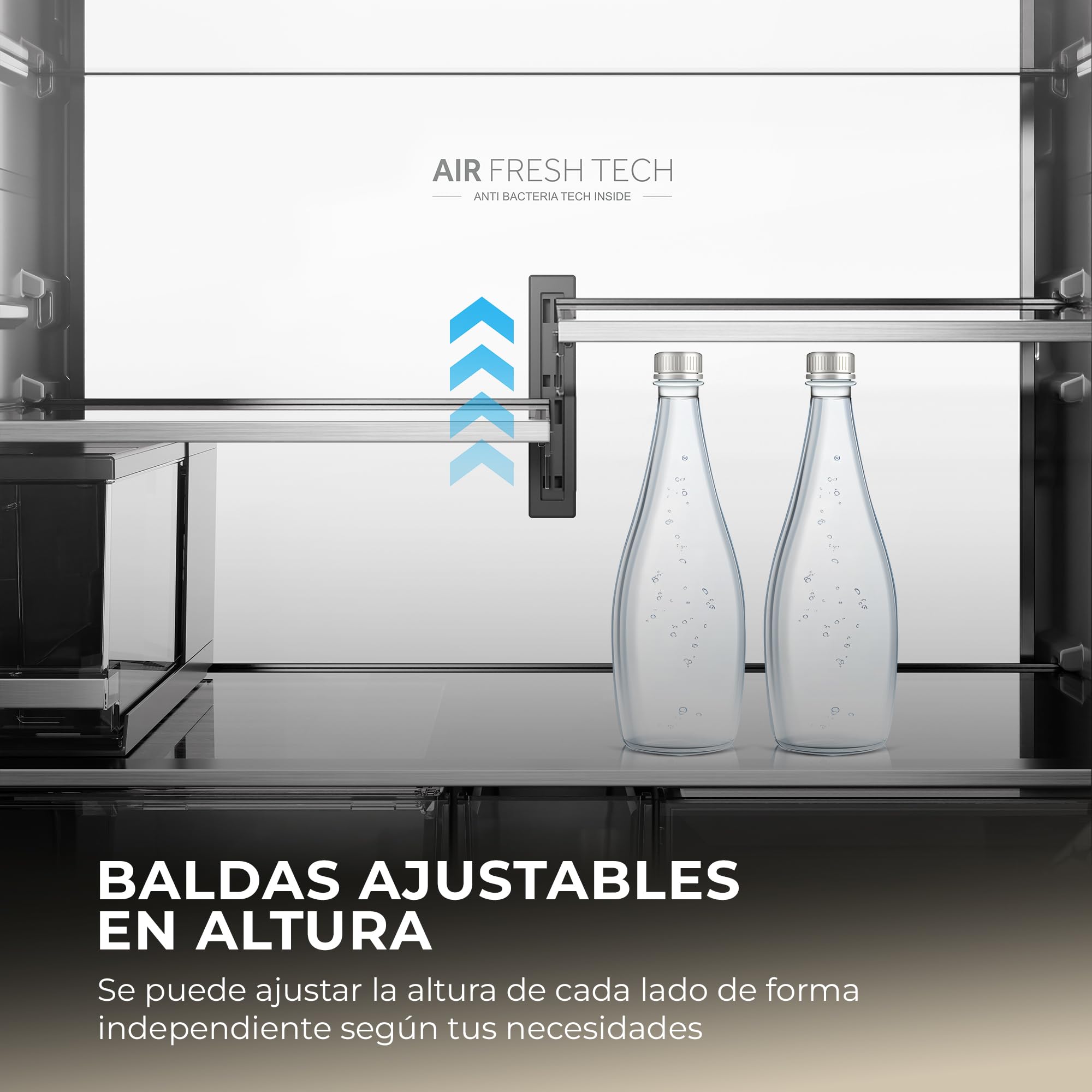 Haier Horizon Collection HCR59F18DNMM - Frigorífico Americano 706L, 4 Puertas, Antibacterias ABT, Motor Inverter, Magic Zone, Total No Frost, Ancho 90,5 cm, Alto 182,5 cm, Metal Fresh, Inox