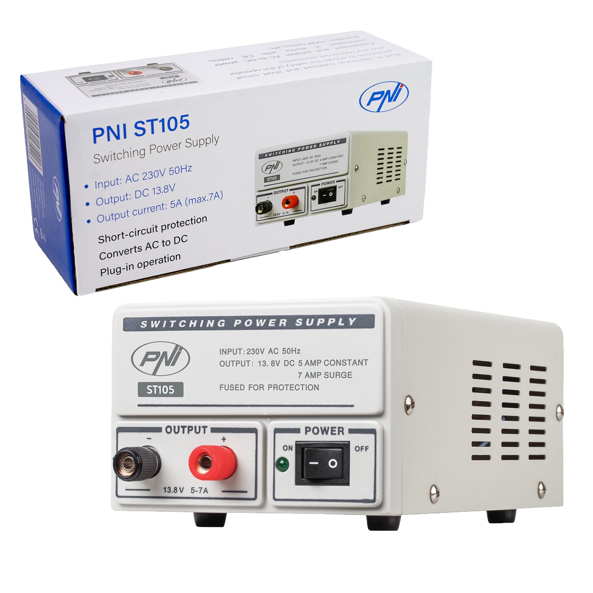 Źródło napięcia przełączającego PNI ST105, wejście 230 V AC, wyjście 12 V DC, 5 A