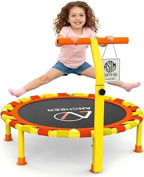 ANCHEER 38 Indoor Toddler Trampoline for Kids, Foldable with T-Handle