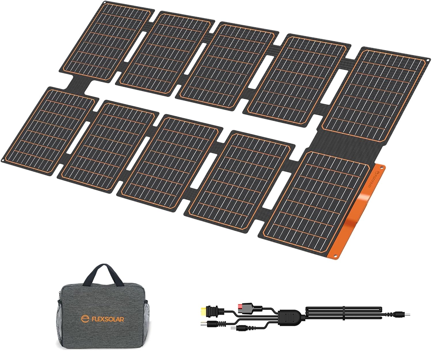 FlexSolar 100W Portable Solar Panel - 24% High Efficiency, IP67 Waterproof, QC3.0 USB-A/USB-C/DC Output for Small Power Station, Camping, RV & Emergency