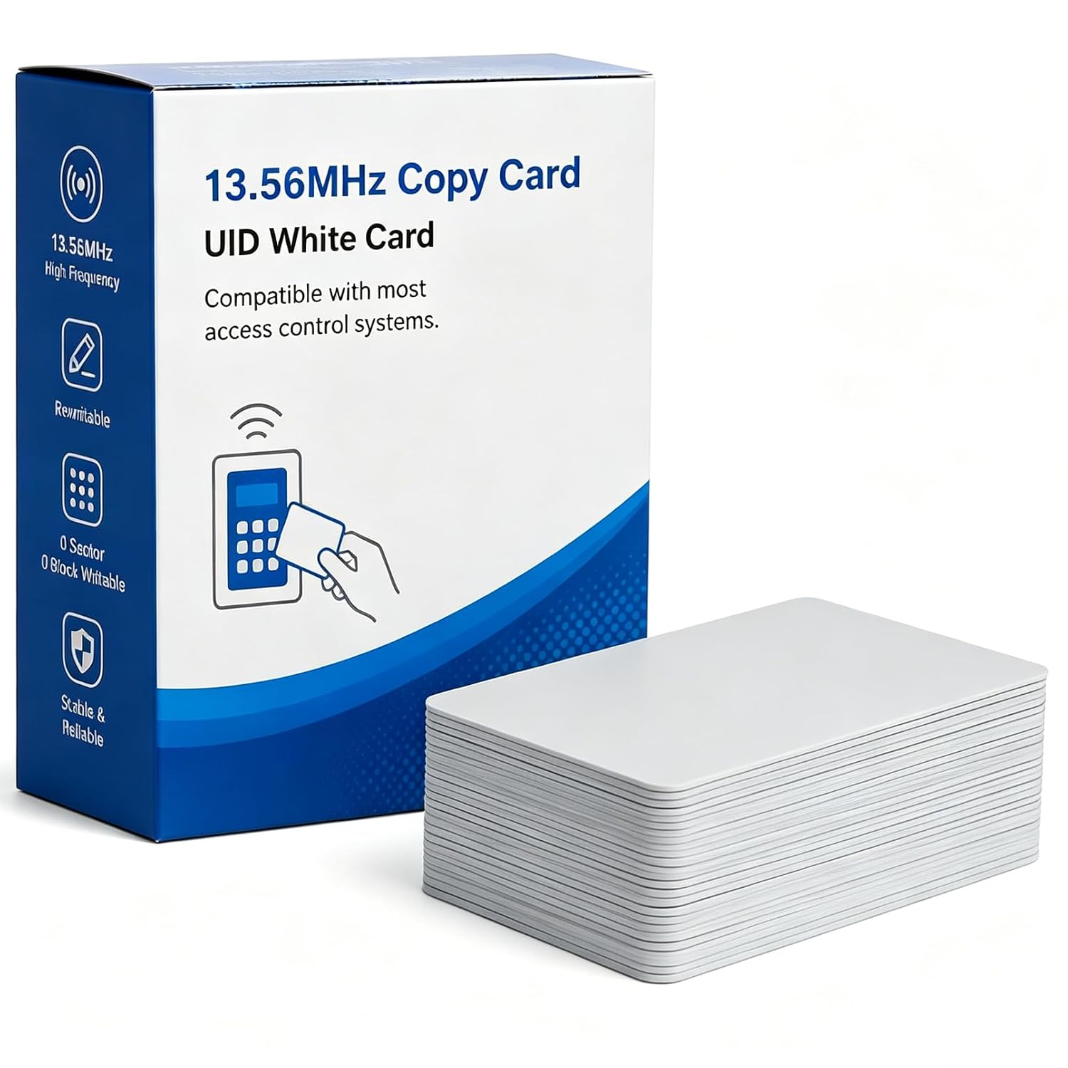 20pcs UID Rewritable Smart IC Clone Card,13.56MHz Changeable RFID PVC Blank Card for 1K S50 M-F1 RFID Access Control, Block 0 Sector,Writable for Door Access Control