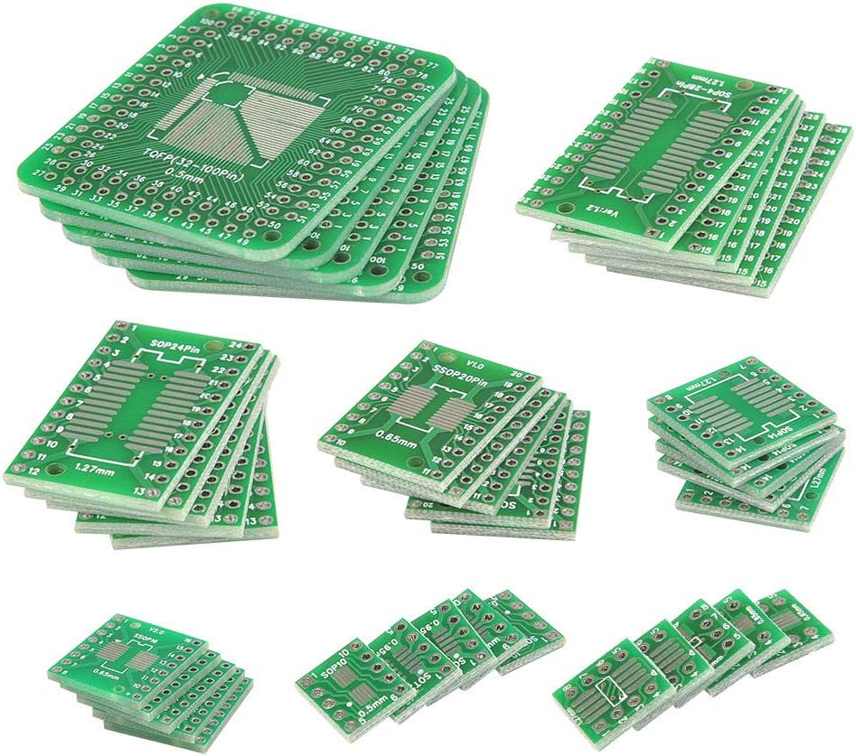 40pcs PCB Proto Boards SMD to DIP Adapter Plate Converter TQFP (32 44 48 64 84 100) SOP SSOP TSSOP 8 10 14 16 20 23 24 28