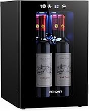 EUHOMY 18L Freestanding Counter-top Wine Fridge Mini Fridge, 4 Bottle and 6 Can Wine Cooler for Red White Wine, Wine Cellar with LED Digital Temperature Display Quiet, Black