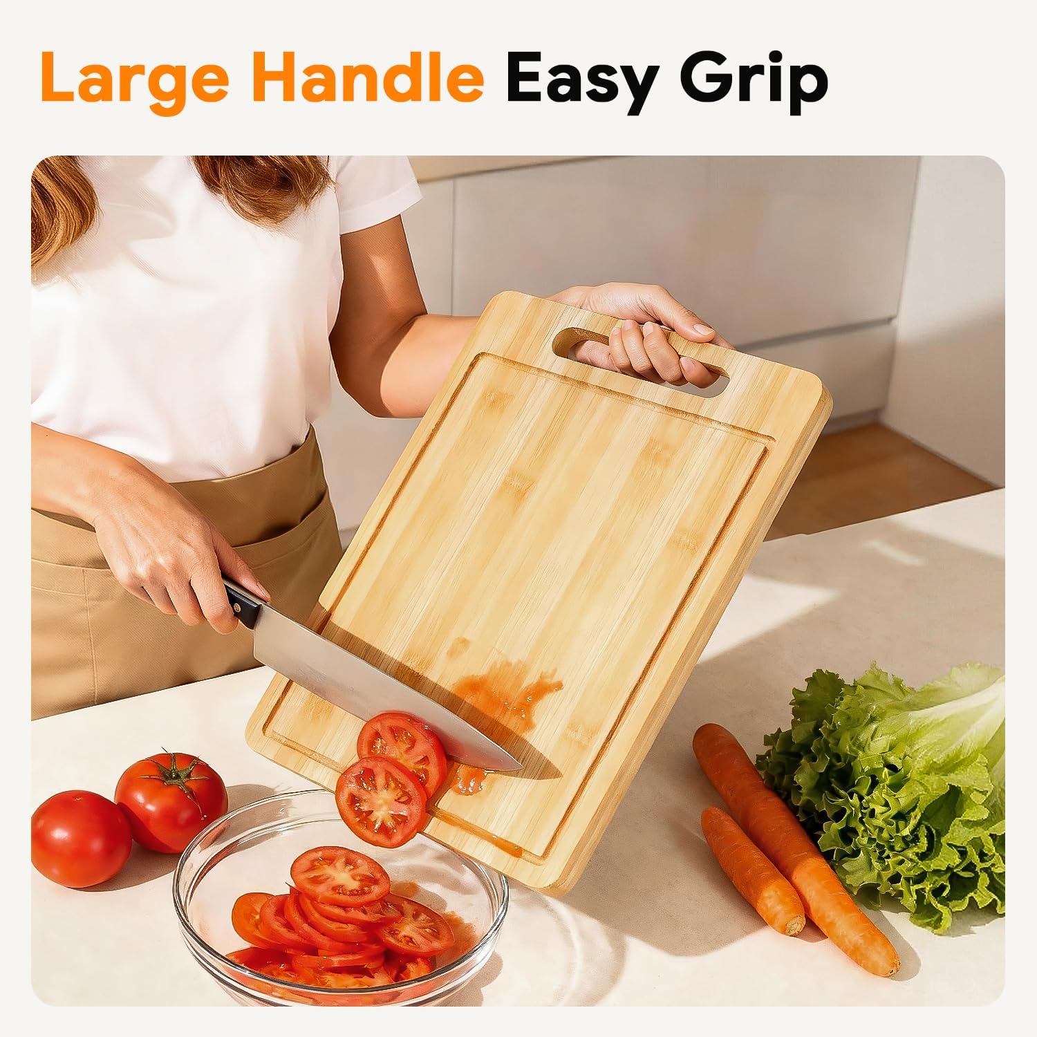 Cutting Board – Reversible Bamboo and Stainless Steel Cutting Boards for Kitchen, Bamboo Cutting Boards with Juice Groove and Handle, Versatile Board for Meat and Vegetables
