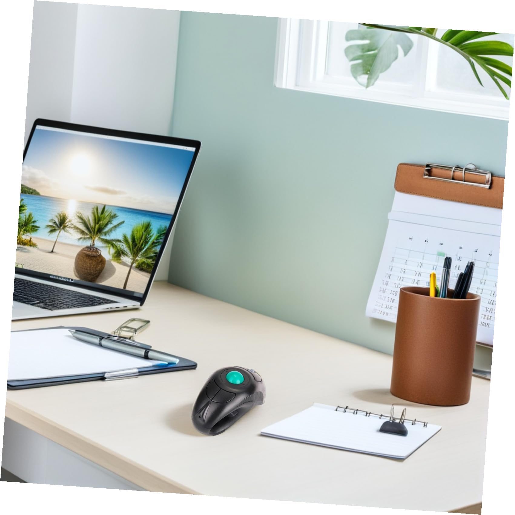 Artibetter Souris Trackball sans Fil 2,4 Ghz Port USB, Souris Portable à Commande par Pouce, Design Ergonomique Noir pour PC et Ordinateur Portable, Usage Bureau et Mobilité