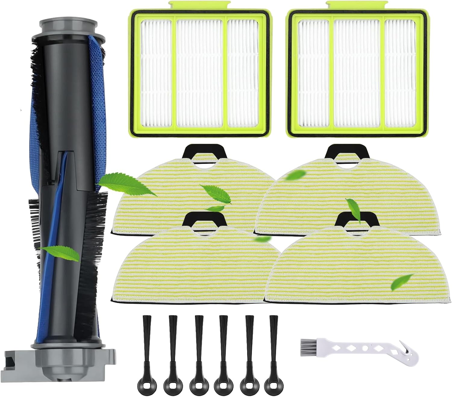 Roller Brush Filter Mop Compatible with Shark RV2000WD RV2001WD RV2002WXUS RV2002WD RV2001DRUS AI VACMOP Robot Vacuum, Accessories Part includes 1 Main Brush, 2 Filters, 4 Mop Pads, 6 Side Brushes