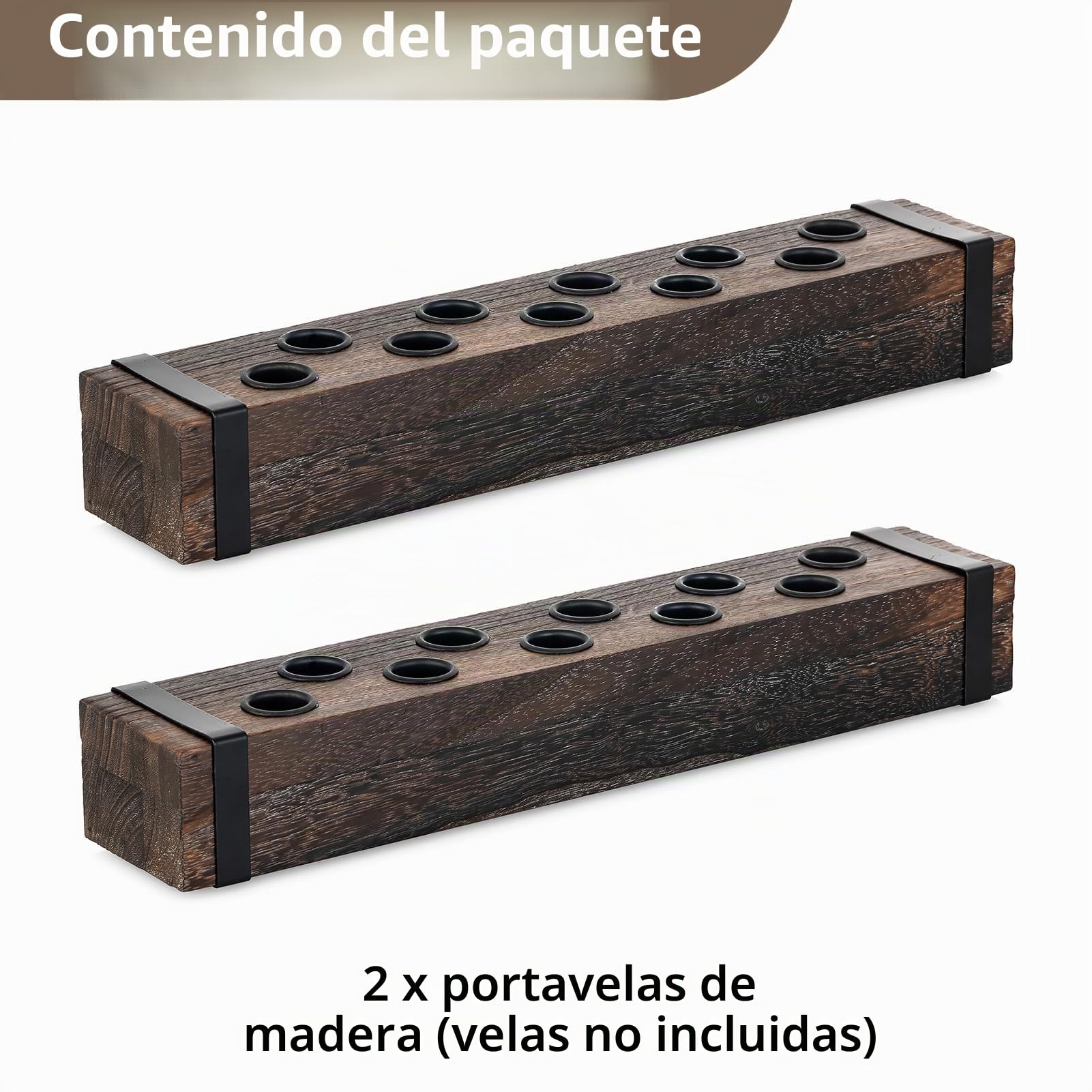 NUPTIO Candelabro de Madera para Centro De Mesa: 42cm 2 Piezas Candelabro de Madera para Boda Navidad Comedor Salón Chimenea Decoración | Juego de 2 portavelas cónicos rústicos para decoración de Acción de Gracias, Pascua, boda, fiesta