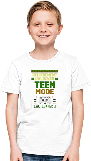 Printabulous® Level Thirteen Unlocked Official Teenager Pure Cotton Tee – Half Sleeves, Round Neck, Colourful Print D2