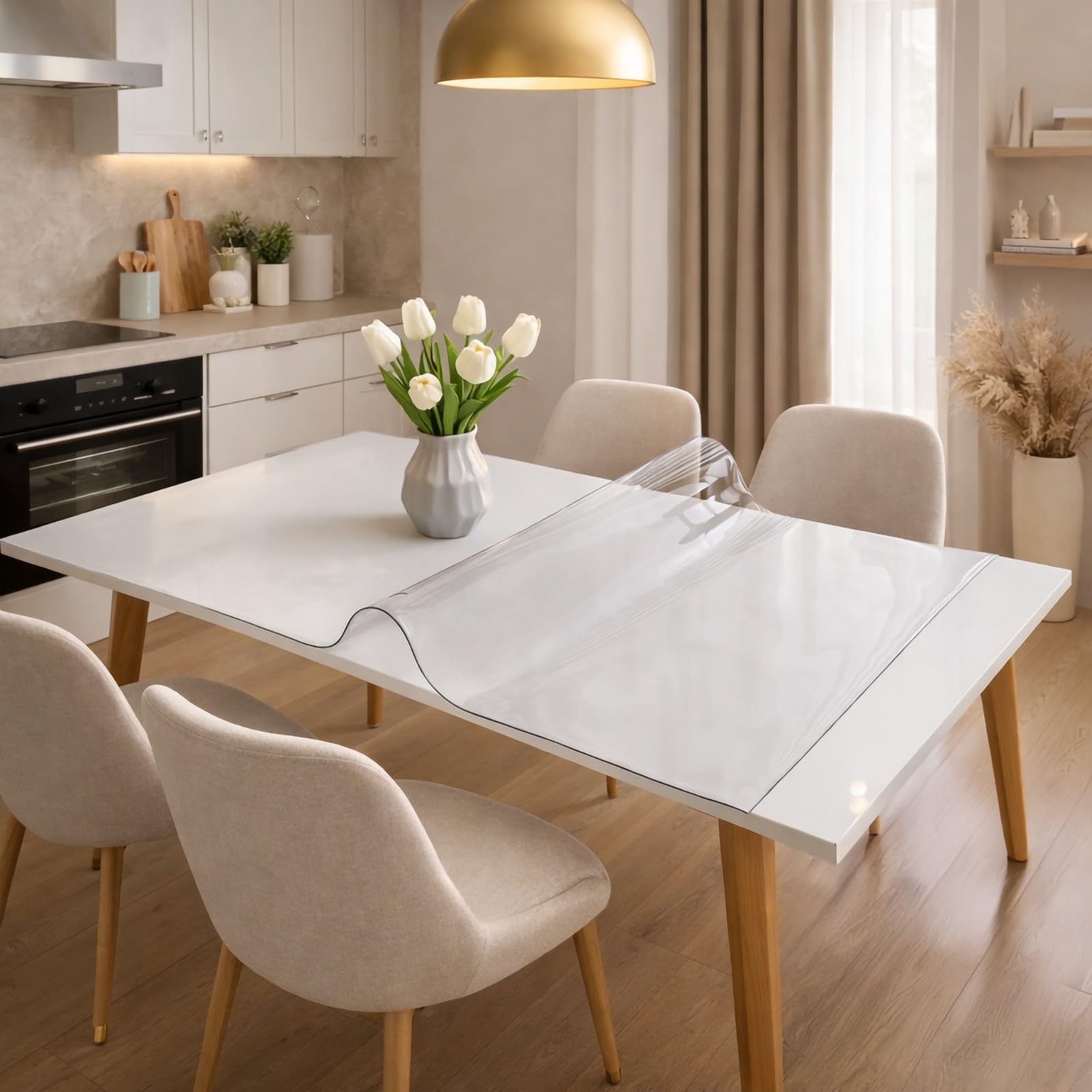 PARAMAISON Tovaglia Trasparente 100x220 cm Rettangolare, Spessore 2 mm, Copritavolo in PVC Impermeabile Antimacchia e Antigraffio, Protezione Tavolo Flessibile Alta Qualità - 2