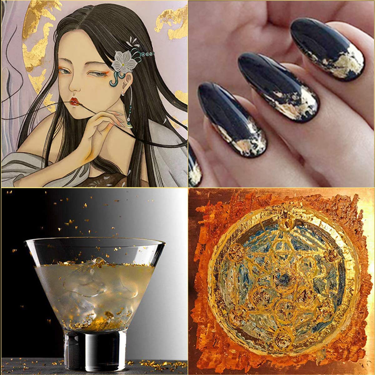 Imitation Gold Foil Flakes with Tweezers for Gilding, Painting Arts, Crafts Nails and Resin Jewelry Making 4