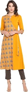 Women's Mustard Poly Crepe A-line Kurta