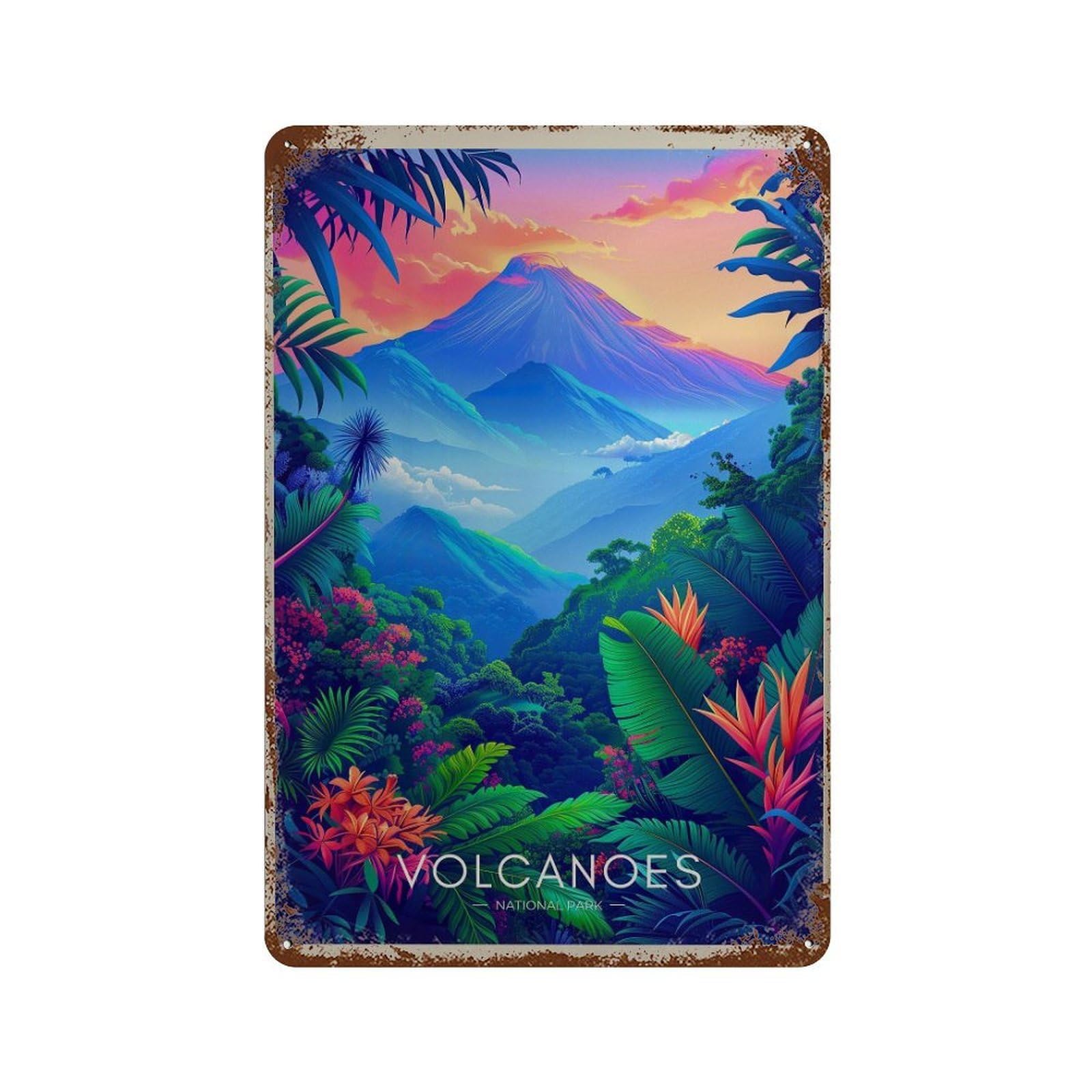 xiaoxiaoshen Volcanoes National Park Rwanda Travel Africa Wall Decor Art Metal Tin Poster Modern Home Decor Art Home Bar Shop Decorations Vintage Sign 30x20cm