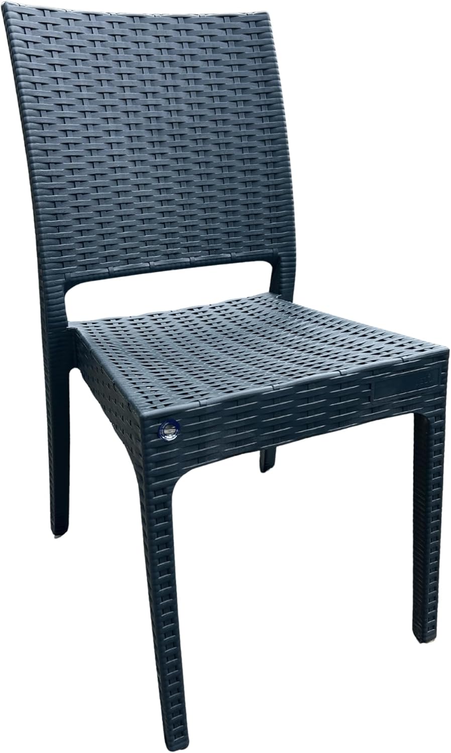 Brown Wicker-Style Dining Chair – Lightweight Resin Indoor/Outdoor Armless Patio Chair, Weather Resistant
