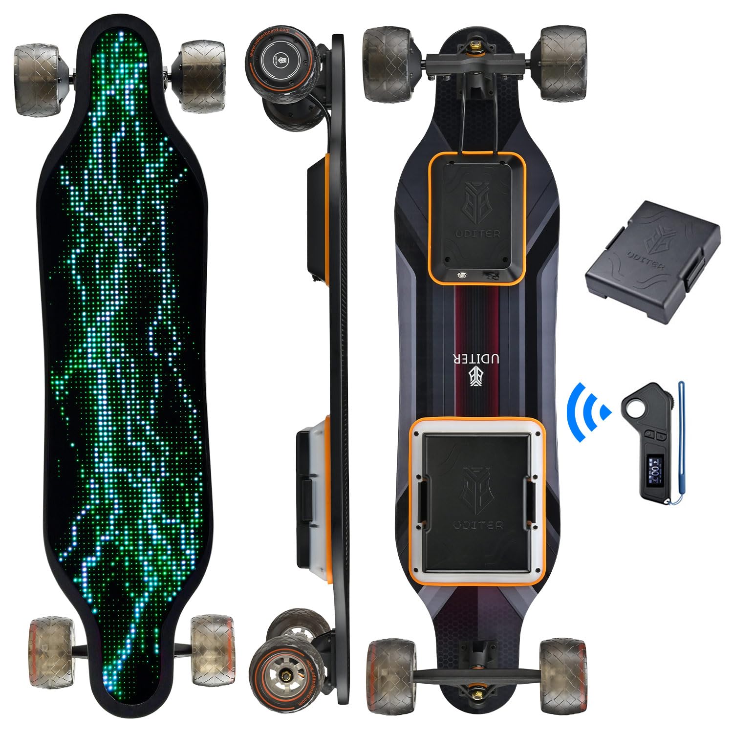 S3/Pixel Rider Electric Skateboards with Remote and Swappable Battery/Top Speed 28 Mph/2 * 600W Motors/12Miles/25Miles Max Range Electric Longboards for Adult＆Beginner