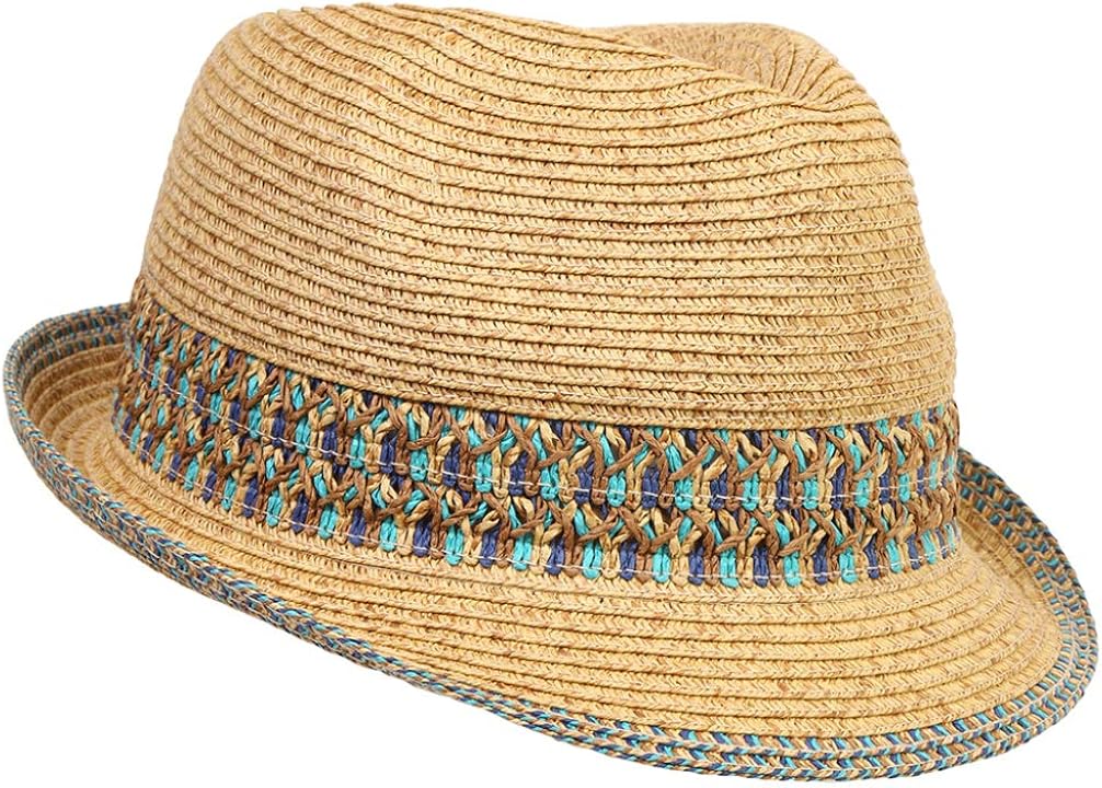 Multicolor Woven Fedora - Blue at  Women’s Clothing store