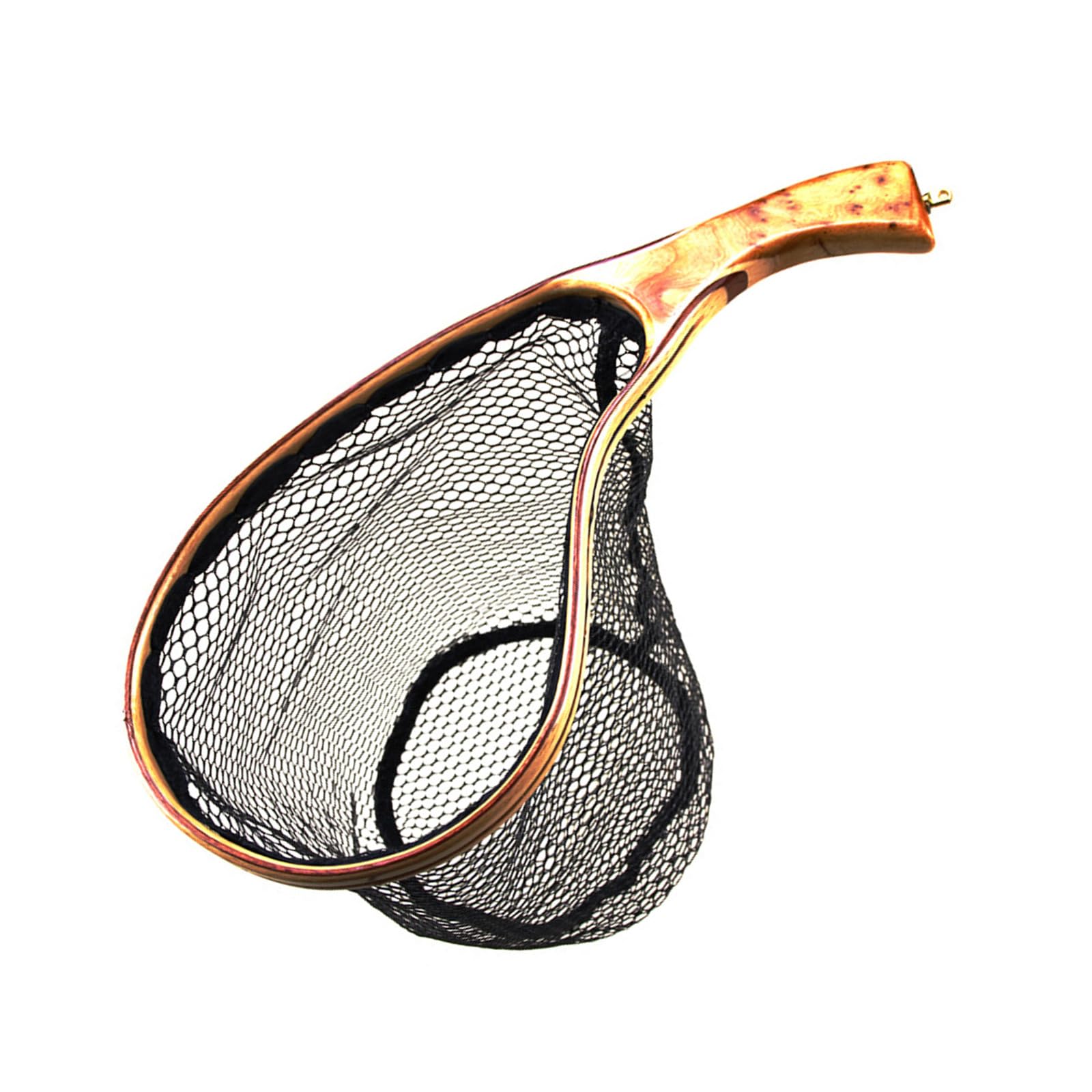 Malla reforzada con diseño de secado de enredos | Malla de nailon seco, mango de madera curvado, agarre ergonómico, diseño de secado, equipo de pesca al aire libre