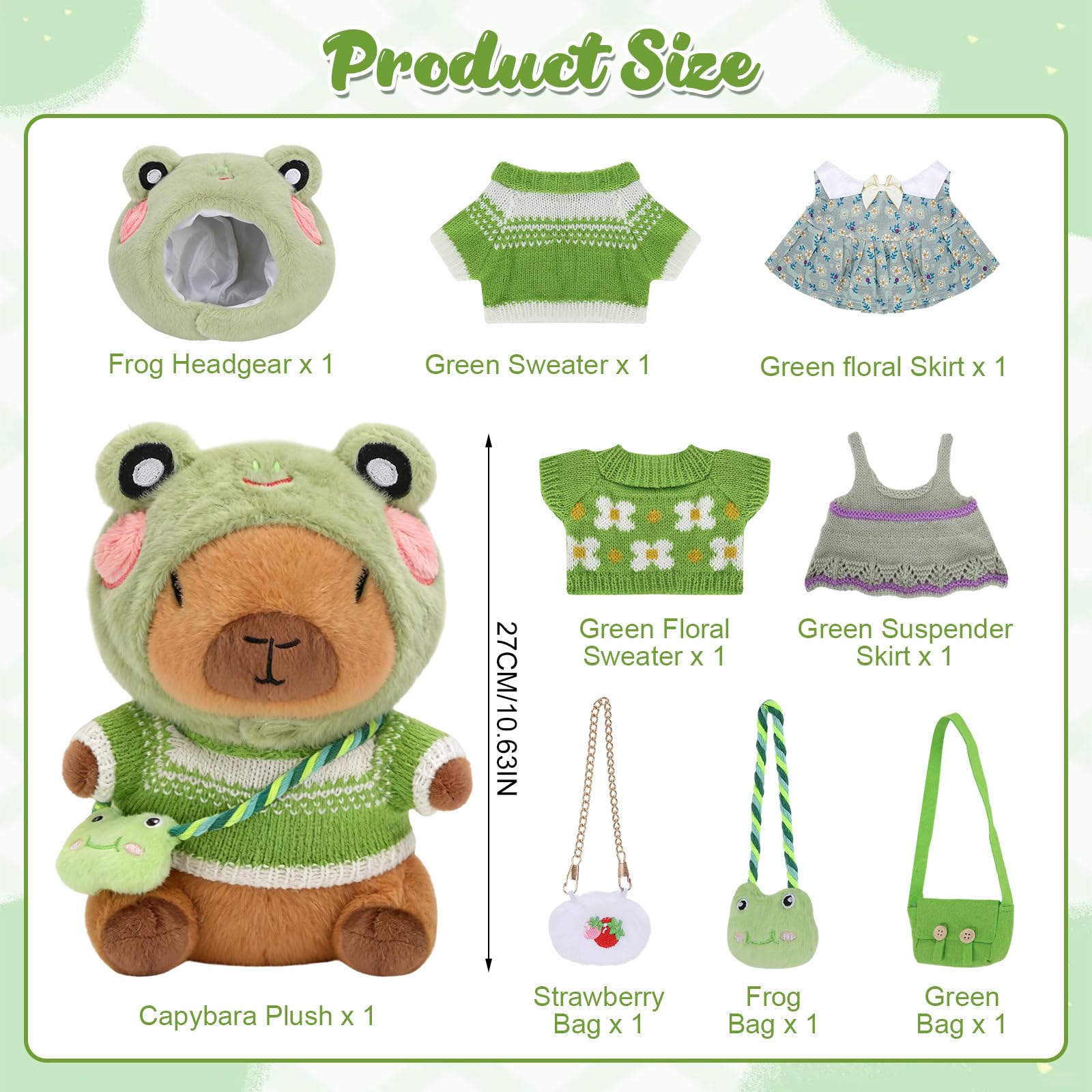 9 PCS Capybara Peluche Kawaii Poupée en Peluche Capibara avec Vetement Peluches Mignonne Animal en Peluches Capybara de Simulation Doudou Capibara Jouet Cadeau Noël Anniversaire Fille Garçon Enfant - 4