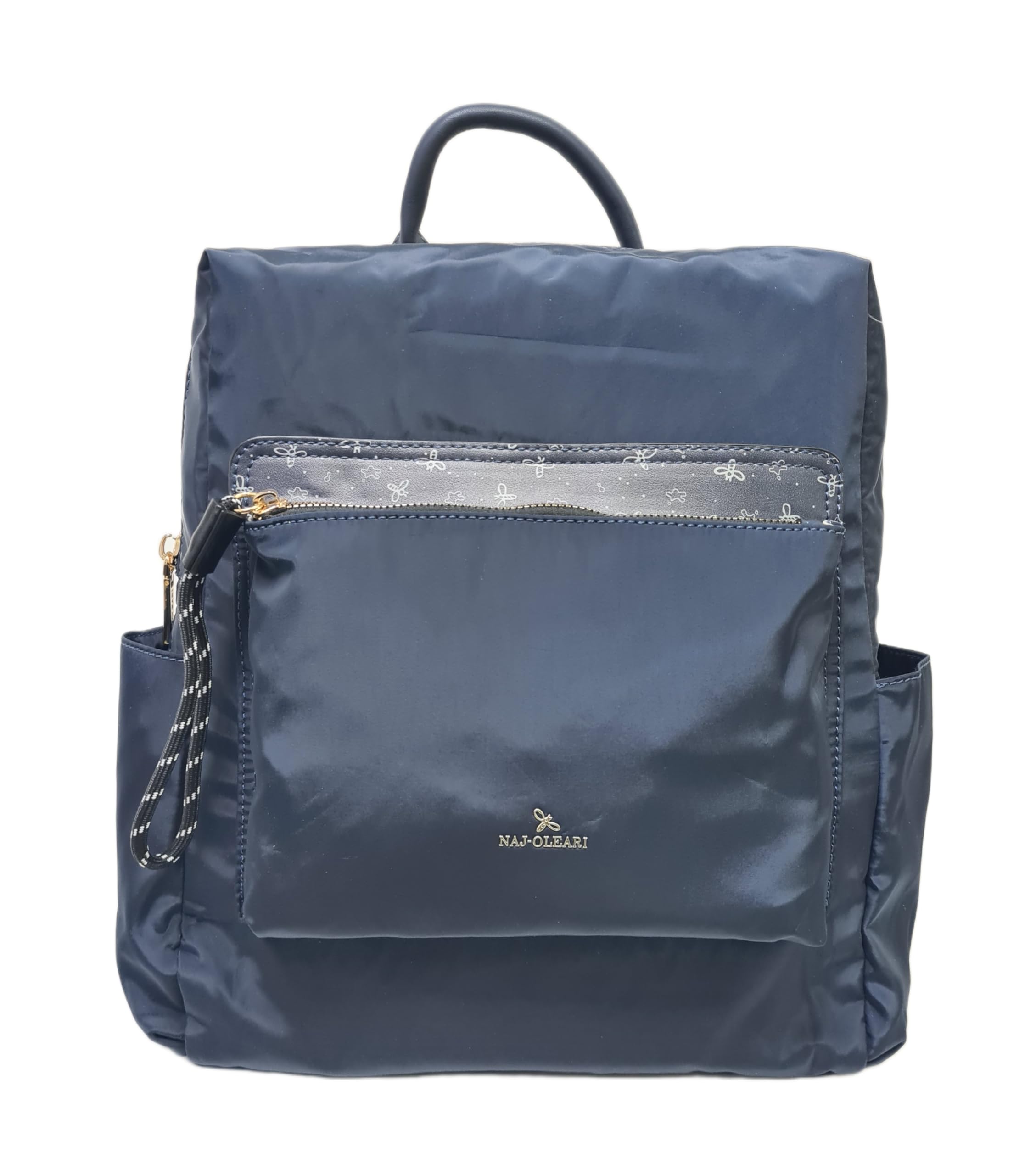 NAJ-OLEARI Borsa Zaino Donna Multitasche, Nylon Riciclato, con Spallacci Regolabili, a Spalla e Mano, Dimensioni 32x30x12 cm Art. 61749/25 (BLU)