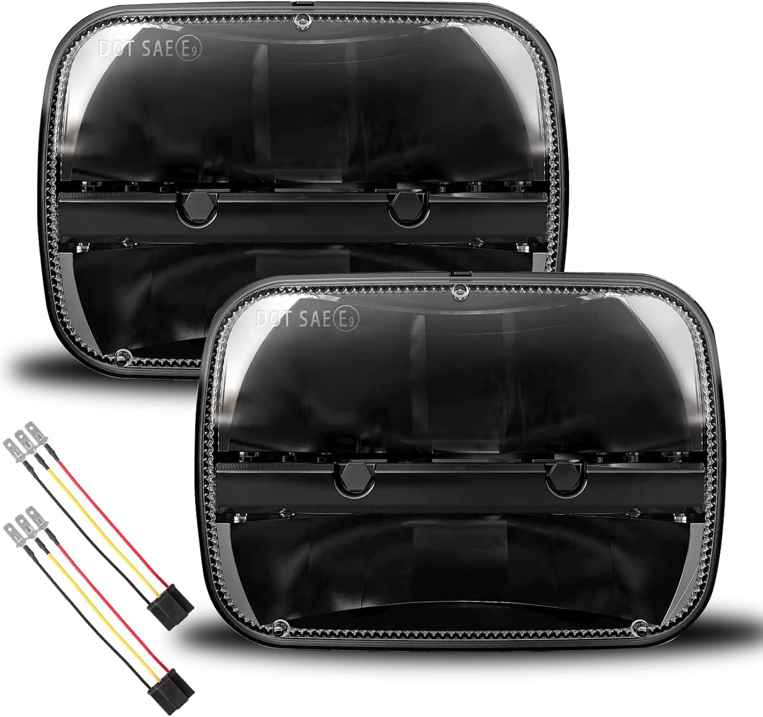 AUDEXEN Square 5x7 / 6x7 Inch Led Headlight High Low Beam Headlamp Compatible with Jeep Wrangler YJ Cherokee XJ Trucks Replacement H6054 H5054 H6054LL 69822 6052 6053 (2 PCS)