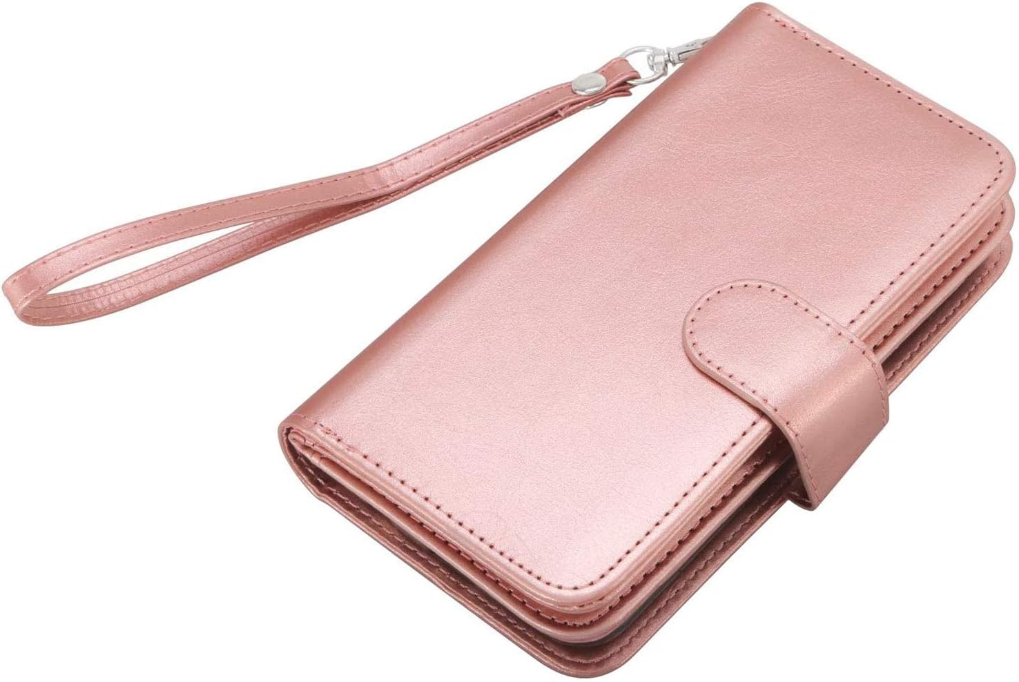 J.west Galaxy S8 Case Strap Luxury PU Leather Flip Wallet Case Cover Credit Card Holder/Slots Cash Pocket Protector for Samsung Galaxy S8 2017 (Rose Gold)