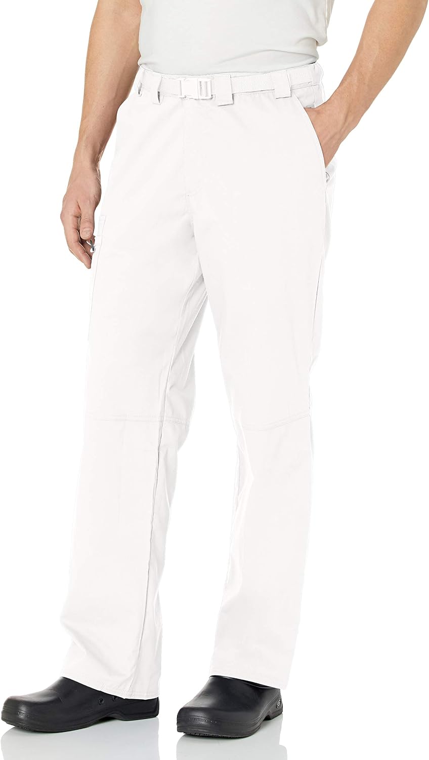 Code Happy Men's Straight Leg Belted Cargo Pant, White, X-Large Short