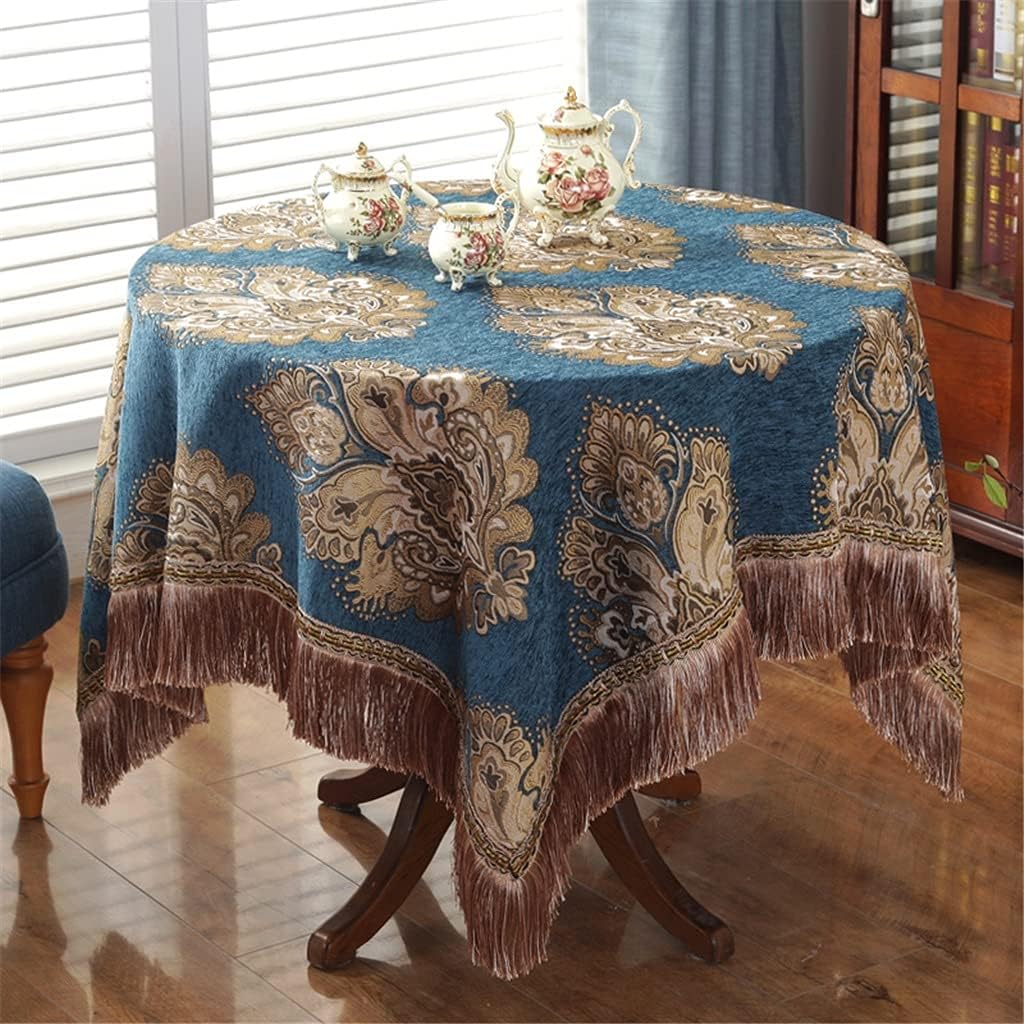Thickened Table Cloth Chenille Nordic Cloth Round Table Cloth Multi-Purpose Cover Towel(D,180cm in Diameter)