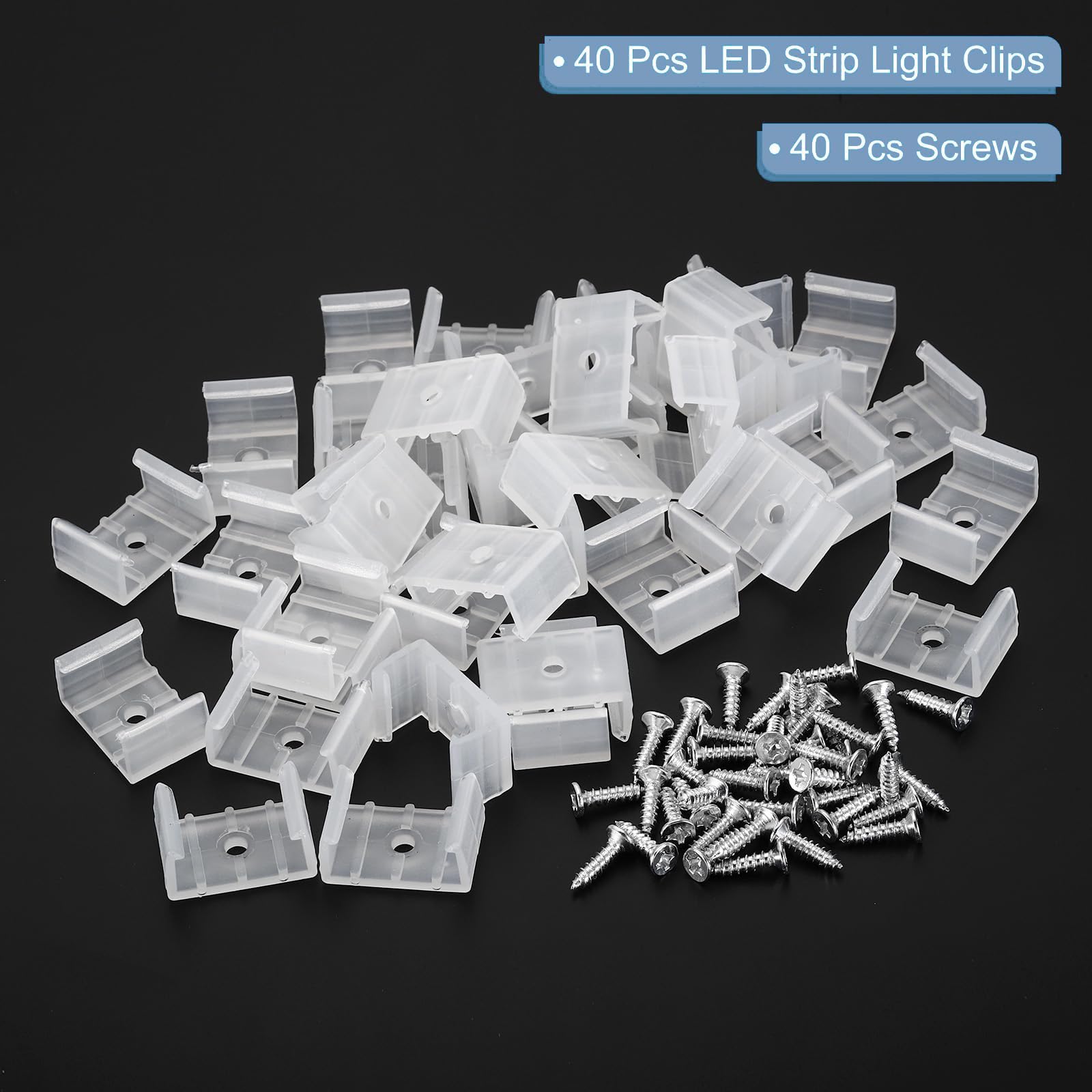 TOP-VIGOR 50Pcs LED Strip Light Clips, Waterproof Mounting Bracket Fixing Clips Plastic Clamp Holders with Screws - Image 3