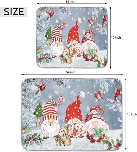 Miniatura 2 de Tapete de secado de platos de Navidad, gnomos de invierno, almohadilla de secado de platos para encimera de cocina, tapete escurridor de platos