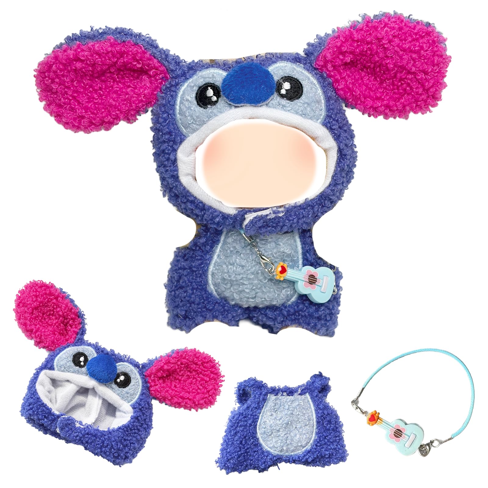 3 Pcs Blue Doll Clothes for 17cm Dolls, Doll Outfit Accessories Sets Include 1 Bodysuits 1 Hats 1 Pendants Girl for Best Gifts No Doll