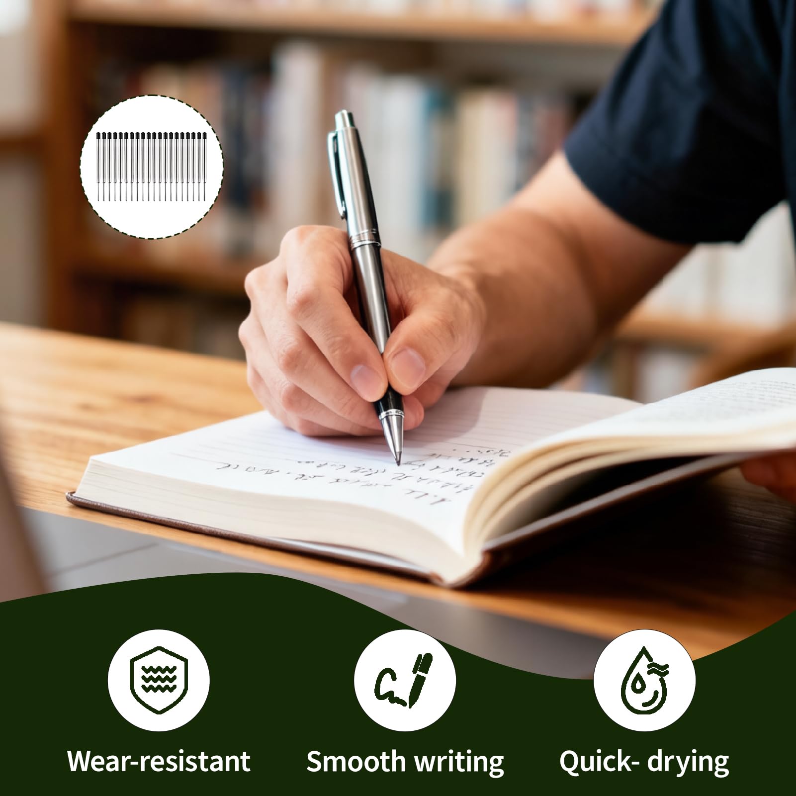 20 Stück Kugelschreiberminen Kompatible Parker G2-Format, Metall Kugelschreiber Ersatzminen Schwarz Metall Großraumminen Minen Nachfüllminen Stifte Ballpoint Pen Refills 0,7 mm Büro Schule Zuhause