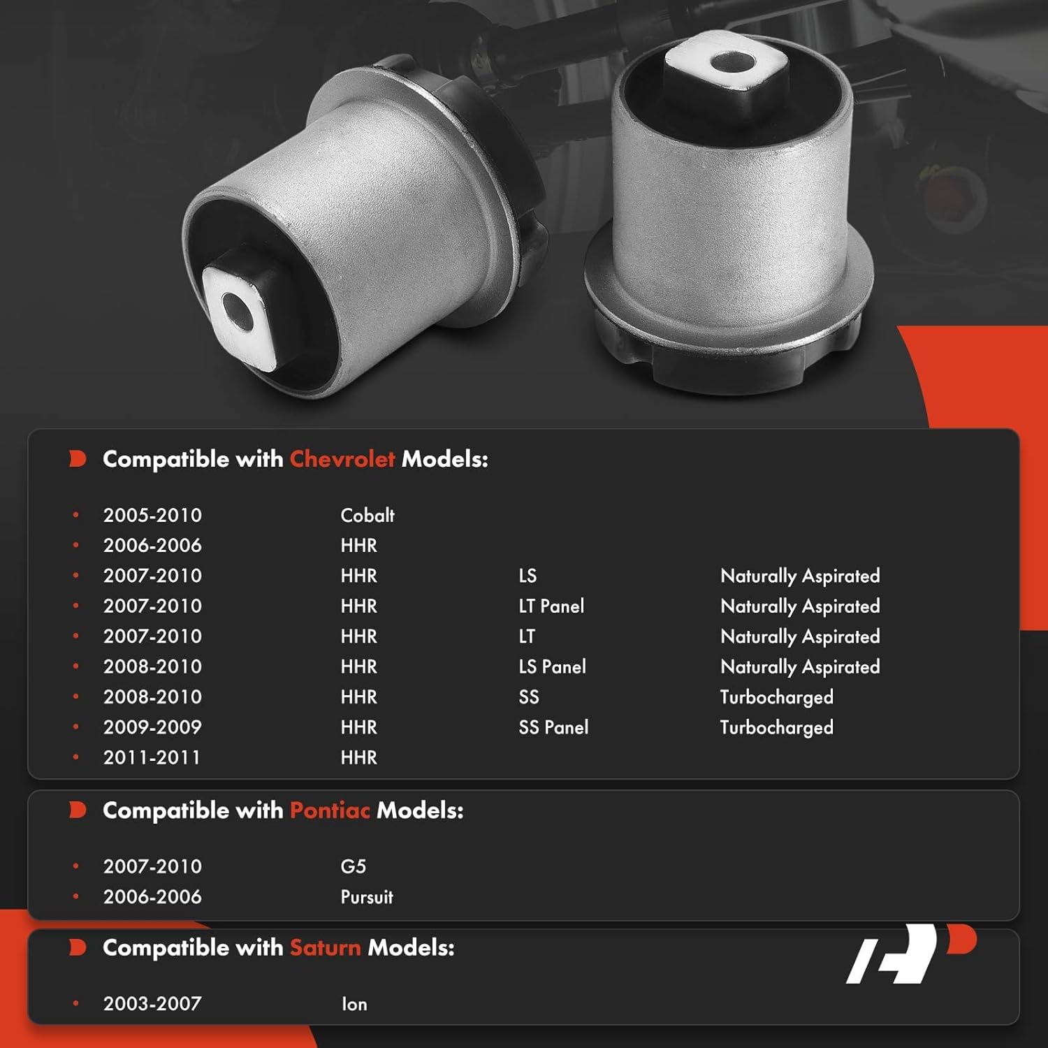 A-Premium 2 x Rear Lower Control Arm Bushing Kit, Compatible with Chevrolet HHR 2006-2011, Cobalt 2005-2010 & Pontiac G5 2007-2010, Pursuit 2006 & Saturn Ion 2003-2007