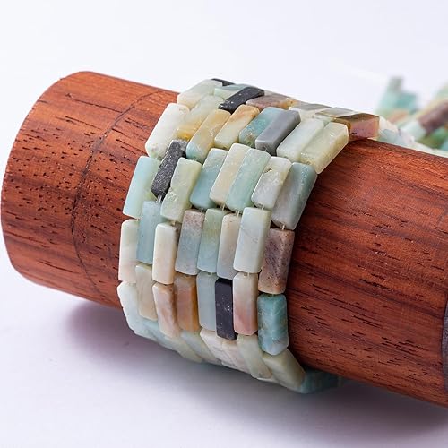 Miniatura 5 de Cuentas de tubo rectangular de amazonita natural, 0.157 x 0.512 in, 15.0 instr sueltas de piedras semipreciosas para hacer pulseras, collares, aretes