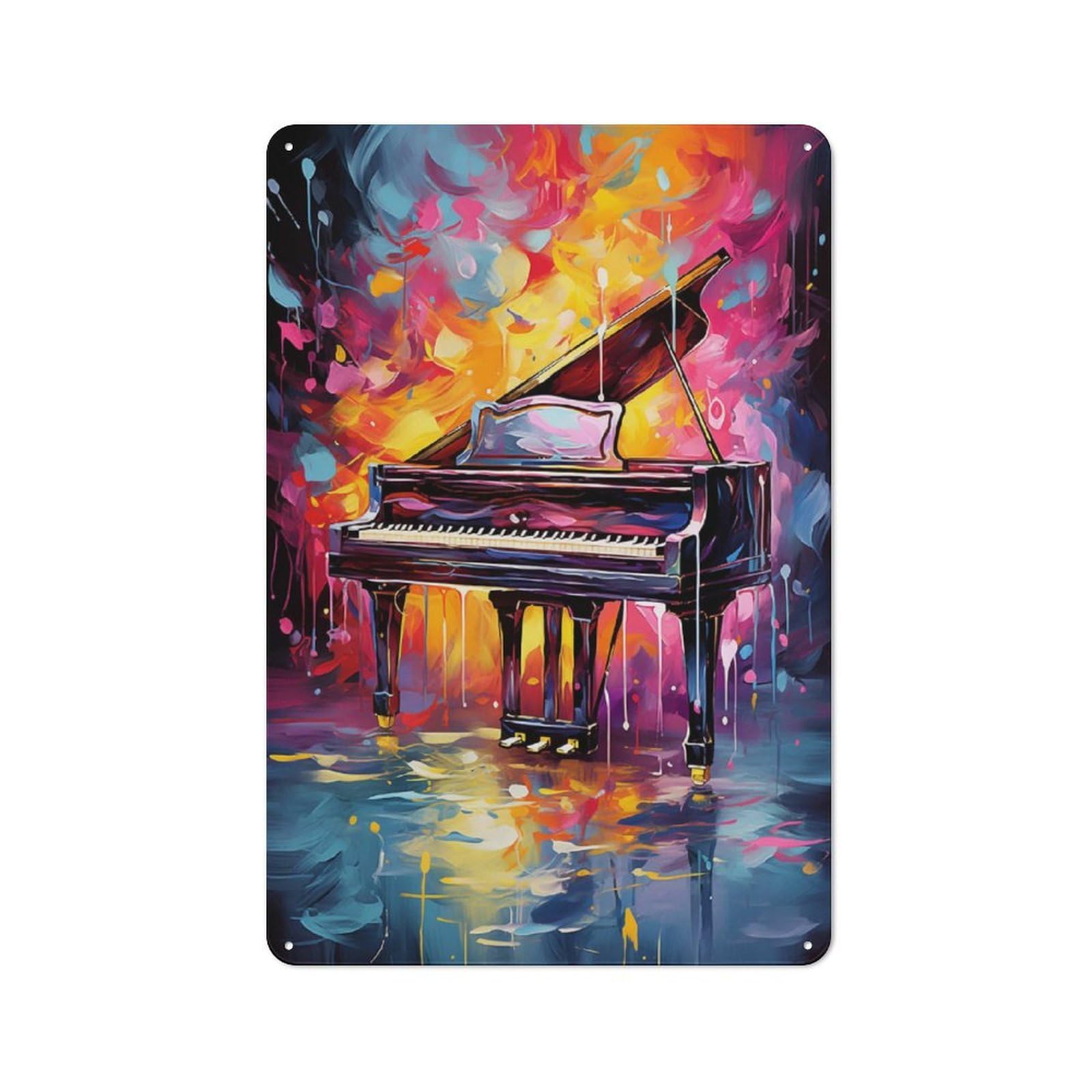 Junmoney Colorful Piano Keyboard Tin Wall Plaque 30X20cm With For Café Or Home Bar, New-Space Wall Decor For Hospitality Decor Collectors