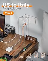 Vista 3 de TESSAN Adaptador de enchufe de viaje para Italia, adaptador tipo L para viaje con 4 tomacorrientes, 3 USB (2 USB-C), adaptador de corriente para EE.