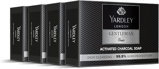 Yardley London Gentleman Classic Activated Charcoal Soap| 99.9% Germ Protection and Deep Cleansing| Daily Bathing Bar Soap...